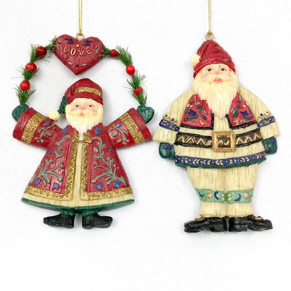 Santa Pair of Ornaments in Traditional Slavik Dress Resin ornaments with loops - Picture 7 of 8